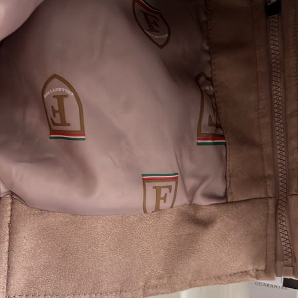 NWT F Collection tan suede and leather full zip jacket never worn - Picture 14 of 16